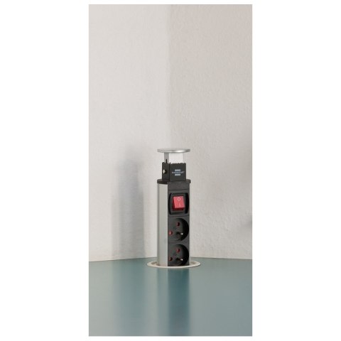 Listwa zasilająca Tower Power 3 gniazda 2m aluminiowo/czarna Brennenstuhl 1396201003