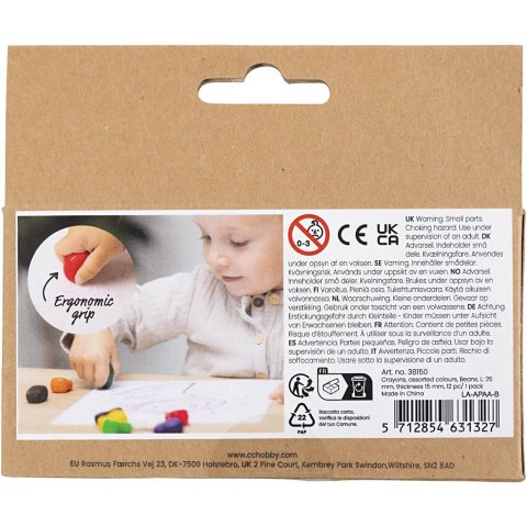 Kredki w kształcie fasolek 12 szt.