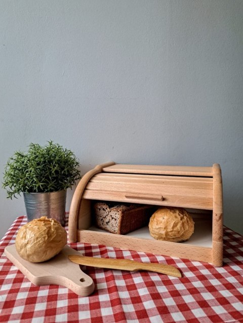 Chlebak Drewniany Mały Decoupage Surowy Naturalny