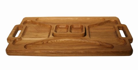 Deska taca do serwowania dębowa z miseczką na sosy