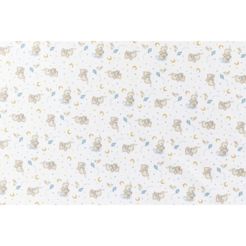 Kocyk dziecięcy 80x110 Misie kremowy niebieski mikrofibra z tłoczonymi bąbelkami