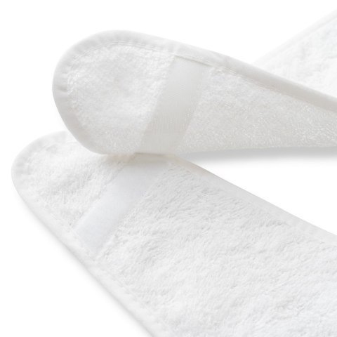 Okrycie kąpielowe 100x100 Fartuch biały różowy ręcznik z kapturkiem bawełniany frotte