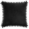 Poszewka dekoracyjna 40x40 Pompie czarna z mikrofibry z pomponami