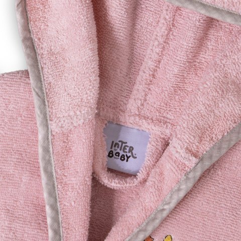 Szlafrok dziecięcy 6-8 lat różowy bawełniany frotte z kapturkiem