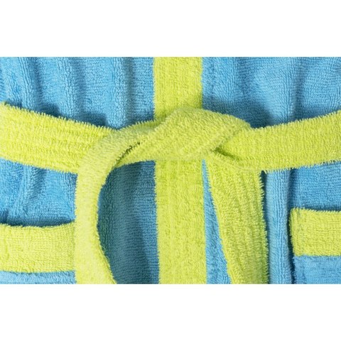 Szlafrok dziecięcy 6-8 lat turkusowy bawełniany frotte z kapturkiem