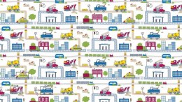 Pościel bawełniana 100x135 1346E transport pociąg straż pożarna koparka taxi obustronna