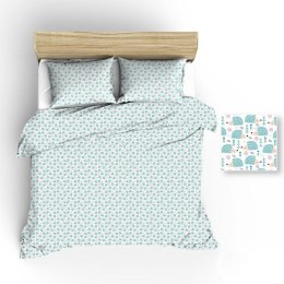 Pościel bawełniana 110x140 1220E biała jeże drzewka pistacjowe muchomorki 146N