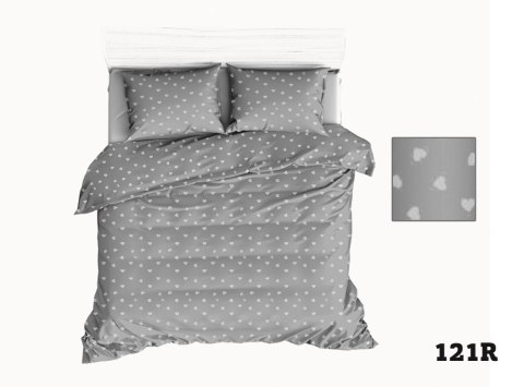 Pościel bawełniana 110x140 R121 szara serca serduszka białe 275D