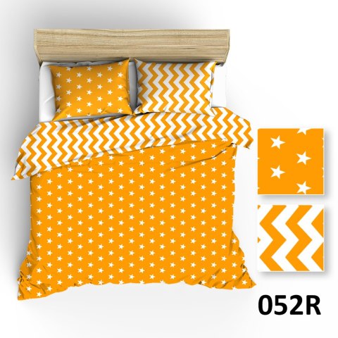 Pościel bawełniana 140x200 R052 biała żółta gwiazdki zygzak 107N 109N
