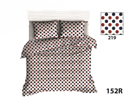 Pościel bawełniana 140x200 R152 grochy czerwone granatowe