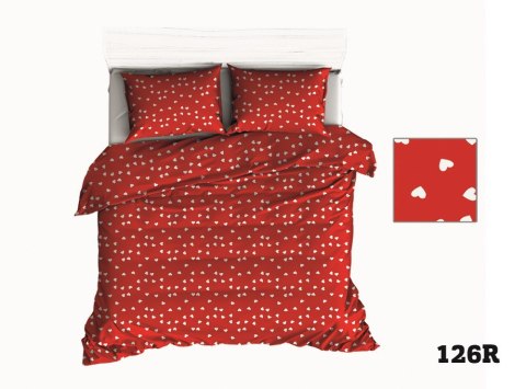 Pościel bawełniana 200x220 R126 czerwona serca serduszka białe 315D