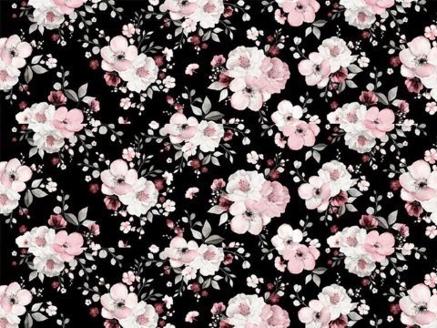 Poszewka bawełniana 50x60 kwiaty czarna różowa 1476N Classic
