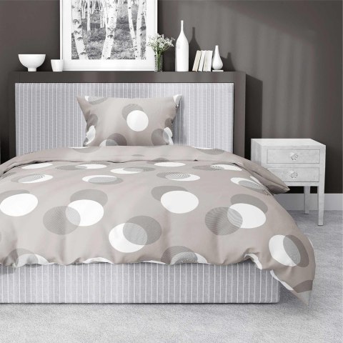 Pościel satynowa 140x200 beżowa kółka z jedną poszewką 4921 A Home Satin 81