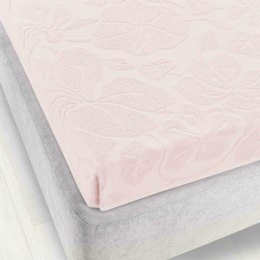 Prześcieradło frotte bez gumki 155x205 Tulipan różowe jasne 7232 żakardowe Zwoltex
