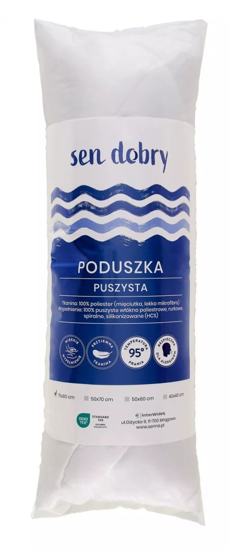 Poduszka antyalergiczna 70x80 Sen dobry biała pikowana