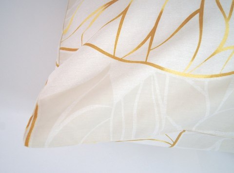 Pościel satynowa 160x200 Boho kremowa złota liście Frotex 1