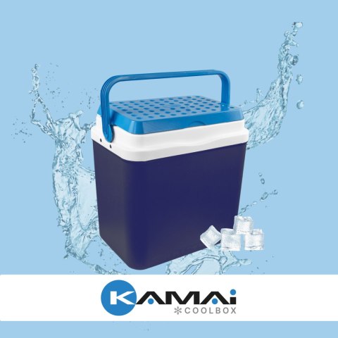 Lodówka turystyczna 22,5L KAMAI BRAVO na wkłady mrożące, niebieska z błękitną pokrywą i uchwytem