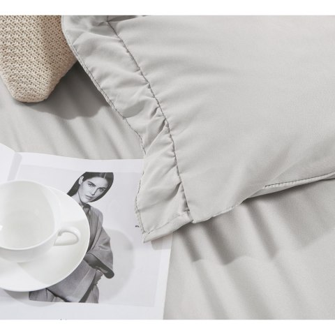 Pościel z mikrofibry 140x200 Ruffy srebrna z falbanką I24