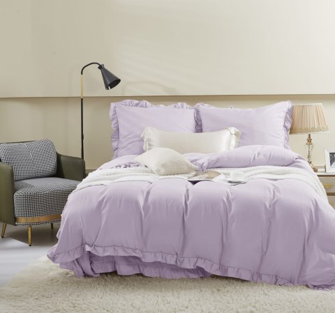 Pościel z mikrofibry 140x200 Ruffy wrzosowa z falbanką I24