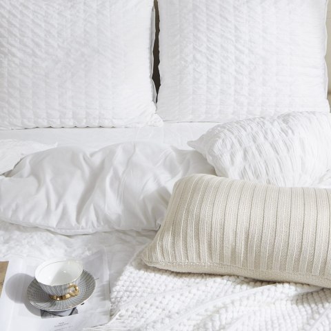 Pościel z mikrofibry 220x200 Creasy biała marszczona I24