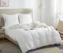 Pościel z mikrofibry 220x200 Creasy biała marszczona I24