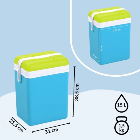 Lodówka turystyczna pasywna KAMAI 15L na wkłady TURKUSOWA