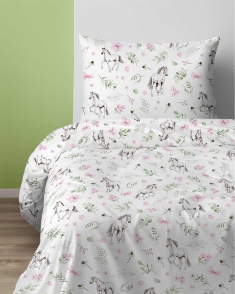 Pościel bawełniana 140x200 4929 A Konie kolorowa z jedną poszewką 70x80 XOXO DREAM