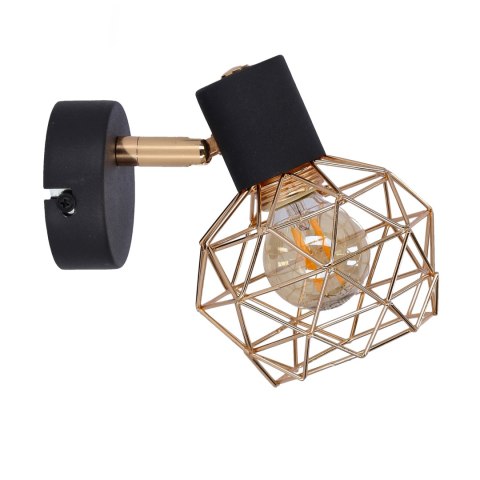 Acrobat kinkiet 1x40W E14 czarny klosz złoty