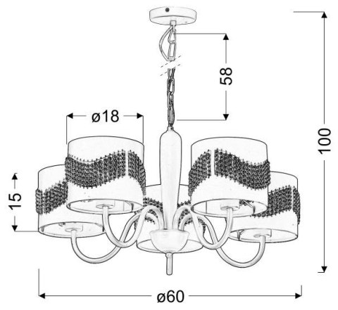 Antonio zwis 5x60W E27 biały