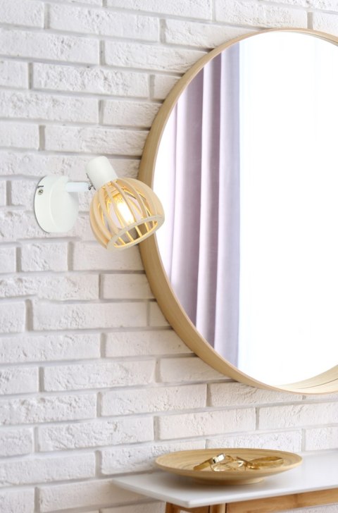 Atarri kinkiet 1x25W E14 biały+drewno