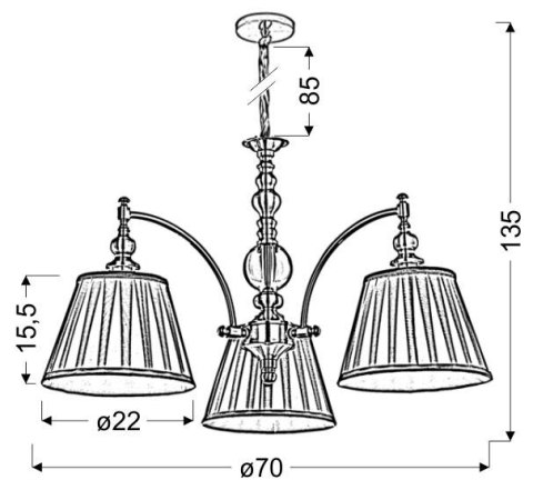 Austin zwis 3x40W E14 patyna
