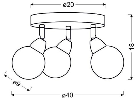 Bolo plafon 3x6W LED smd główka okrągła 1e z przegubem klosz wymienny kd system