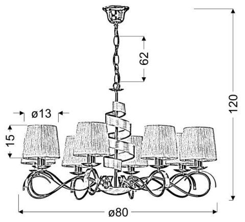Denis zwis 8x40W E14 chrom