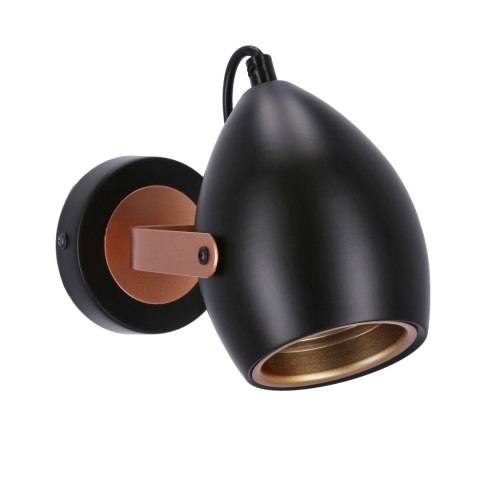 Anica lampa kinkiet czarny 1x40W E14 odbłyśnik złoty