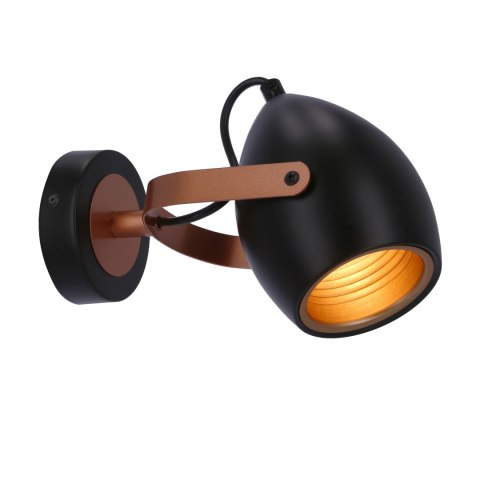 Anica lampa kinkiet czarny 1x40W E14 odbłyśnik złoty