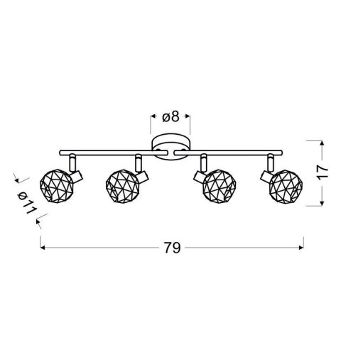Acrobat listwa 4x40W E14 czarny klosz złoty