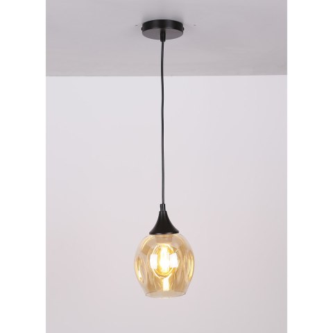 Aspa lampa wisząca czarny 1x40W E27 klosz brązowy