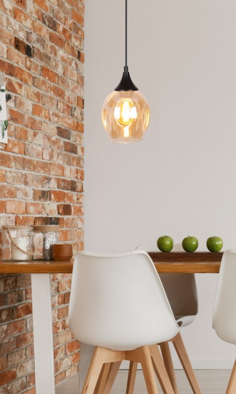 Aspa lampa wisząca czarny 1x40W E27 klosz brązowy