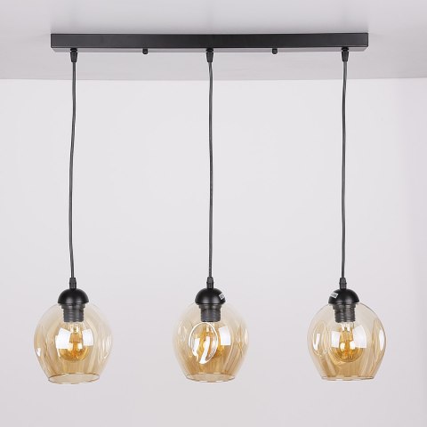 Aspa lampa wisząca czarny 3x40W E27 klosz brązowy