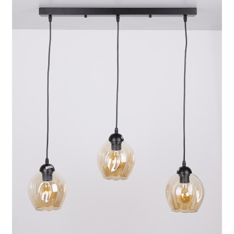 Aspa lampa wisząca czarny 3x40W E27 klosz brązowy