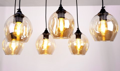 Aspa lampa wisząca czarny 6x40W E27 klosz brązowy