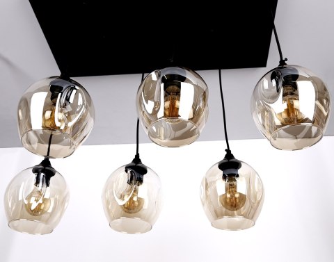 Aspa lampa wisząca czarny 6x40W E27 klosz brązowy