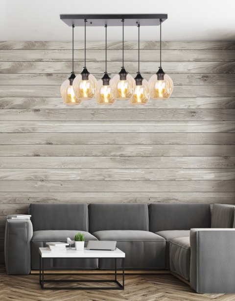 Aspa lampa wisząca czarny 6x40W E27 klosz brązowy