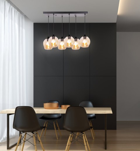 Aspa lampa wisząca czarny 6x40W E27 klosz brązowy
