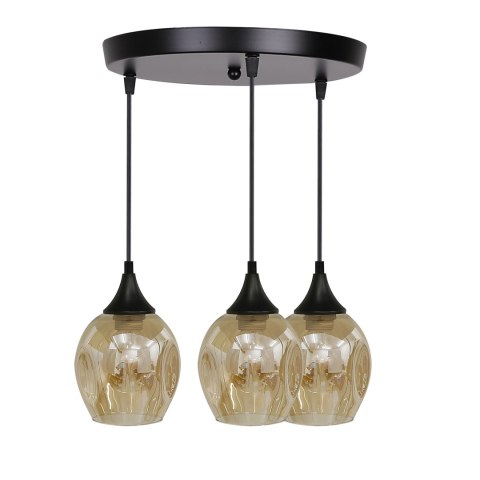 Aspa lampa wisząca czarny talerz 3x40W E27 klosz brązowy