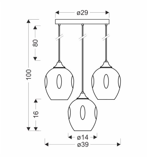 Aspa lampa wisząca czarny talerz 3x40W E27 klosz brązowy