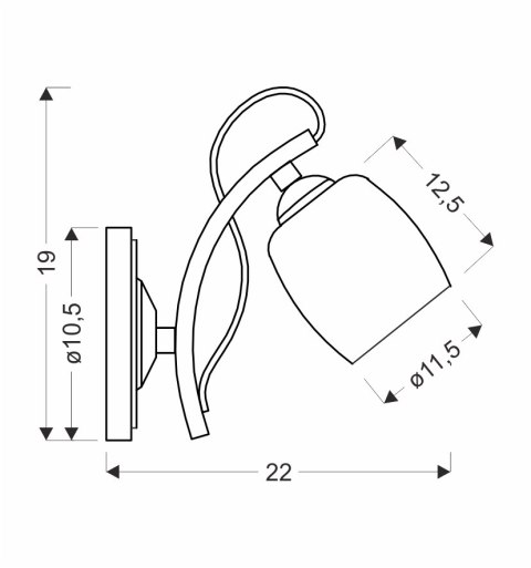Amba lampa kinkiet 1x40W E27 biały / meg