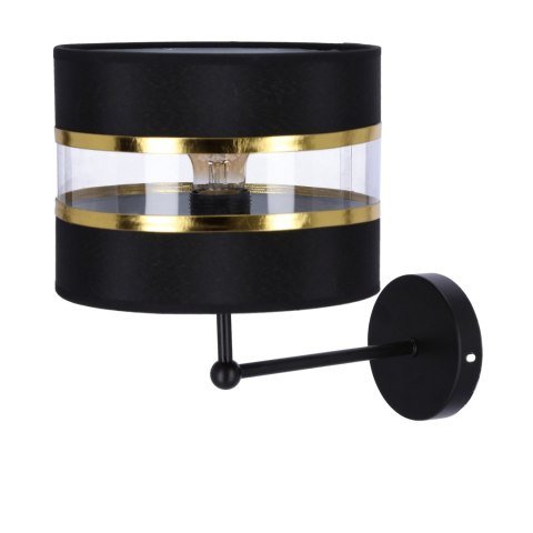 Andy lampa kinkiet czarny 1x40W E27 abażur czarny+złoty