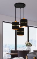 Assam lampa wisząca talerz czarny+złoty 3x60W E27 abażur czarny+złoty pasek
