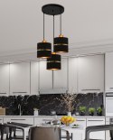 Assam lampa wisząca talerz czarny+złoty 3x60W E27 abażur czarny+złoty pasek